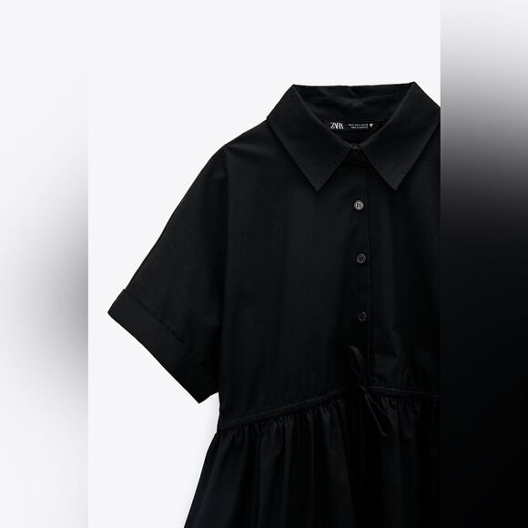 Zara Short Black Oxford Dress New - Picture 4 of 9